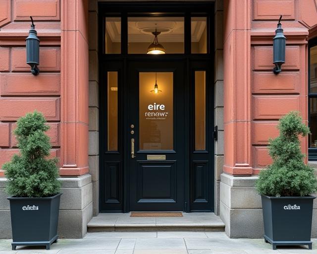 The professional and welcoming entrance to the Eire Renew office in a Georgian building.